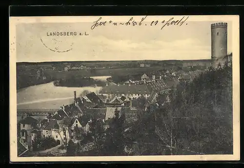 AK Landsberg a. L., Teilansicht mit Turm