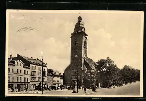 AK Gotha, Neumarktskirche mit Geschäften