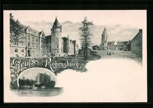 AK Regensburg, Fürstlich Thurn und Taxis`sches Schloss, St. Emeran-Kirche, Königliche Villa