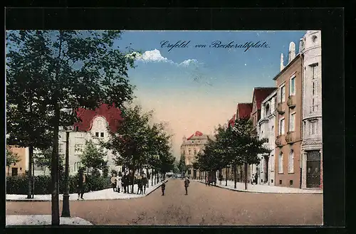 AK Krefeld, Strassenpartie vom Beckerathplatz aus