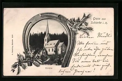 AK Schierke i. H., Kirche und Hufeisen