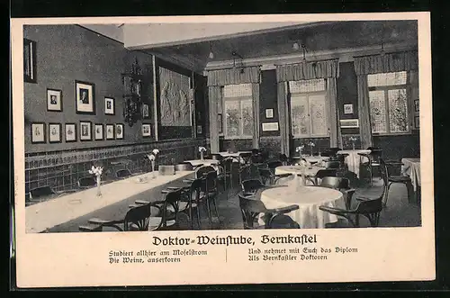 AK Bernkastel, Gasthaus Doktor-Weinstube, Innenansicht