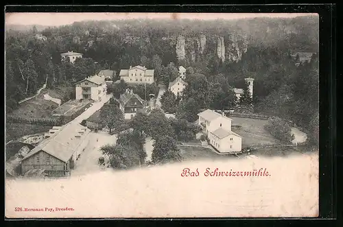 AK Bad Schweizermühle, Totalansicht aus der Vogelschau