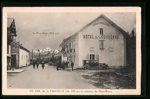AK Col de la Faucille, Hotel de la Couronne et sommet du Mont-Blanc