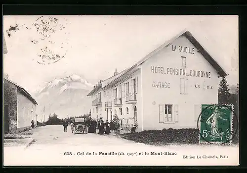 AK Col de la Faucille, Hotel Couronne et le Mont-Blanc