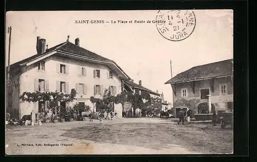 AK Saint-Genis, La Place et route de Geneve