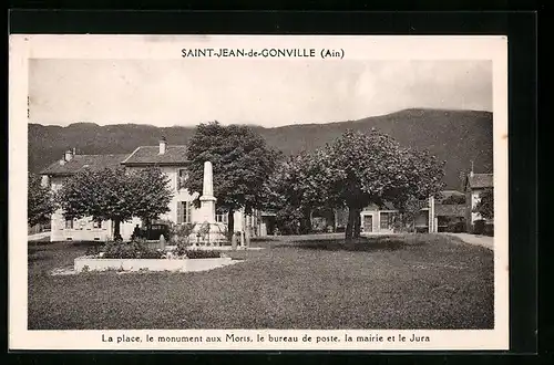 AK Saint-Jean-de-Gonville, La Place, le bureau de poste, La mairie et le Jura