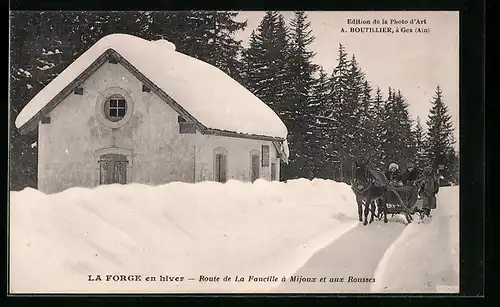 AK La Forge, en hiver, Route de La Faucille á Mijoux et aux Rousses