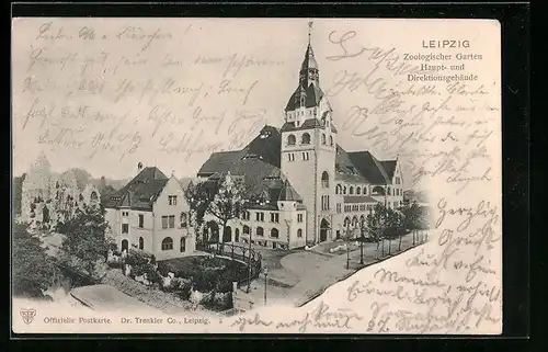 AK Leipzig, Zoologischer Garten, Haupt- und Direktionsgebäude