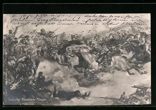 AK Attacke deutscher Soldaten der Kavallerie