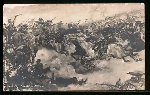 AK Attacke deutscher Soldaten der Kavallerie