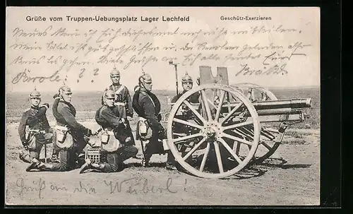 AK Lager Lechfeld, Geschütz-Exerzieren, Artillerie