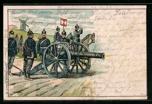 Lithographie Gruss aus der Garnison!, Artillerie