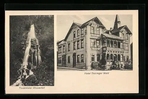 AK Brotterode i. Th., Hotel zum Thüringer Wald, Trusentaler Wasserfall