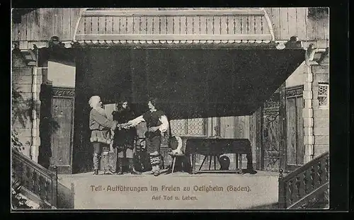 AK Oetigheim /Baden, Tell-Aufführung im Freien, Auf Tod und Leben
