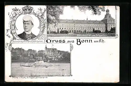 AK Bonn am Rh., Universität und Hofgarten, Palais des Kronprinzen, Kronprinz Friedrich Wilhelm
