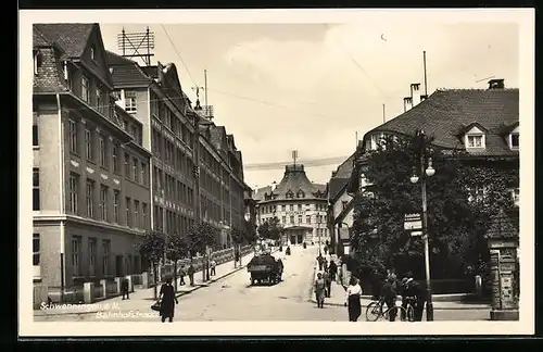 AK Schwenningen a. N., Bahnhofstrasse mit Postamt