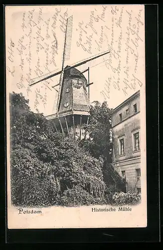 AK Potsdam, Historische Mühle im Park Sanssouci