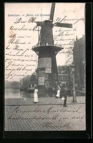 AK Rotterdam, Molen a. d. Coolvest, Windmühle
