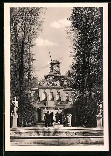 AK Potsdam-Sanssouci, Blick auf Neue Kammern und Historische Mühle
