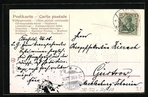 AK Zwerge beim Tanz und Maikäfer an einer Birke