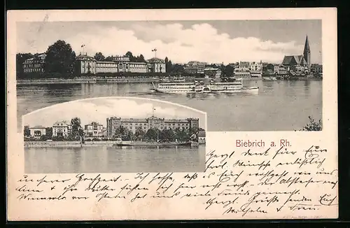 AK Biebrich am Rhein, Ortsansichten über den Rhein