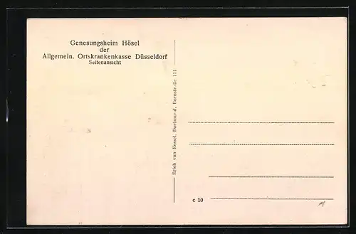 AK Hösel, Seitenansicht vom Genesungsheim der Allgemein. Ortskrankenkasse Düsseldorf