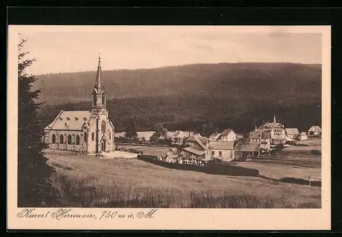 AK Herrenwies, Ortsansicht mit Kirche