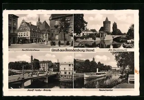 AK Brandenburg /Havel, Kurfürstenhaus, Am Steintorturm, Brücke, Havelpartie