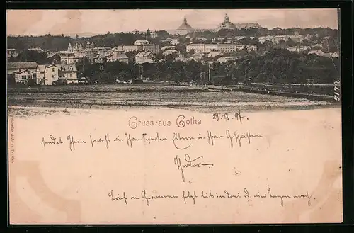 AK Gotha, Ortsansicht von einem Acker aus