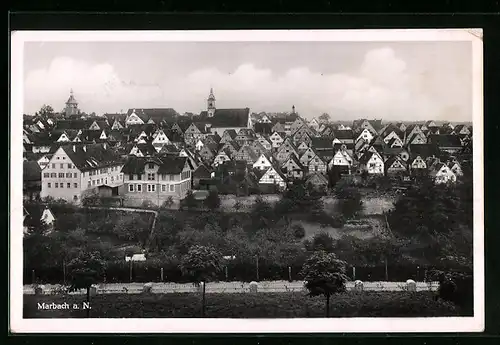 AK Marbach a. N., Ortsansicht aus der Vogelschau