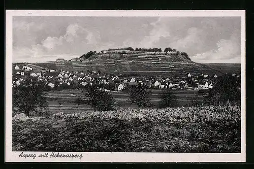 AK Asperg, Gesamtansicht mit Hohenasperg