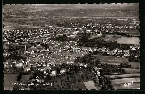 AK Oberderdingen (Württ.), Totalansicht vom Flugzeug aus
