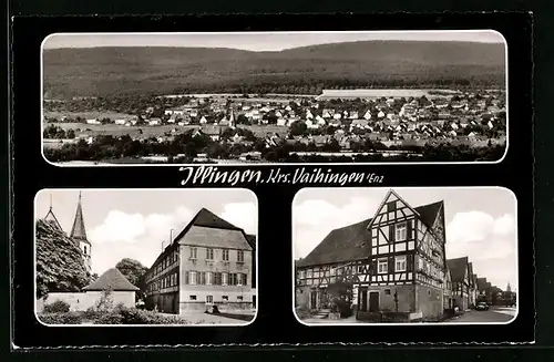 AK Illingen Kreis Vaihingen, Gesamtansicht und zwei Ortspartien