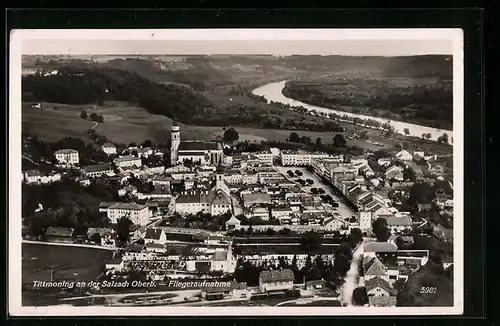 AK Tittmoning an der Salzach, Totalansicht vom Flugzeug aus
