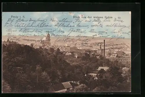 AK Penig i. S., Blick von der weissen Spitze