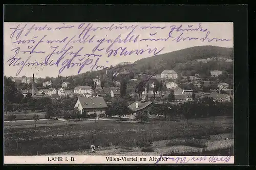 AK Lahr i. B., Villenviertel am Altvater