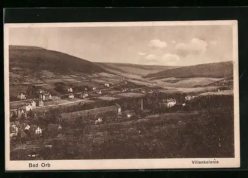 AK Bad Orb, Blick von einem Berg auf die Villenkolonie