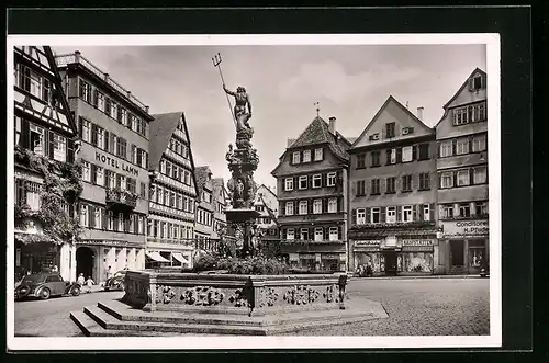 AK Tübingen, Marktplatz mit Hotel Lamm
