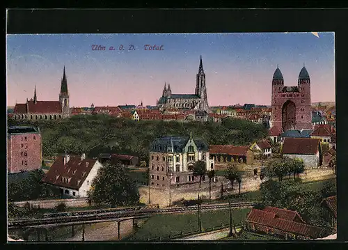 AK Ulm a. d. D., Totalansicht aus der Vogelschau