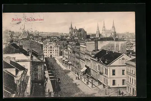 AK Aachen, Theaterstrasse aus der Vogelschau