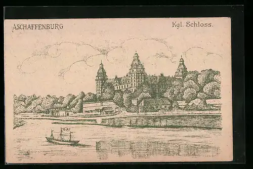 Künstler-AK Aschaffenburg, Königliches Schloss