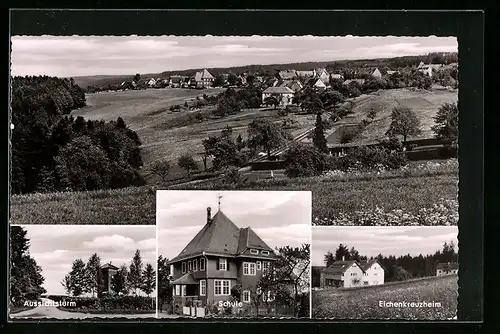 AK Neusatz im Schwarzwald, Ortsansicht, Aussichtsturm, Schule und Eichenkreuzheim