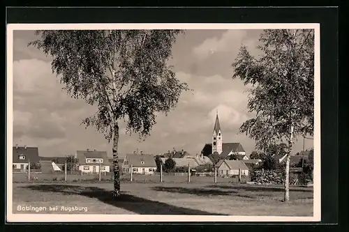 AK Bobingen bei Augsburg, Ortsansicht mit Kirche