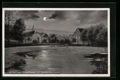 AK Lamspringe, Abendfrieden am Auenteiche