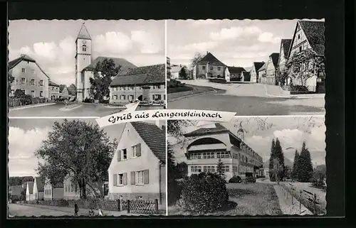 AK Langensteinbach, Vier Ansichten aus dem Ort