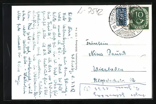 AK Schömberg Kr. Calw, Ortsansicht und zwei Ansichten aus der Stadt