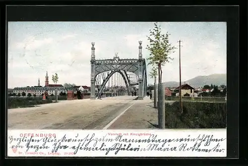 AK Offenburg, Vorstadt mit Kinzigbrücke
