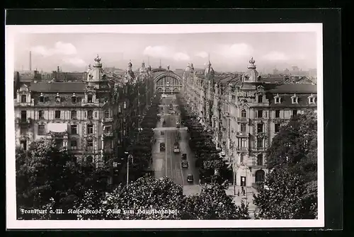 AK Frankfurt a. M., Kaiserstrasse mit Blick zum Hauptbahnhof