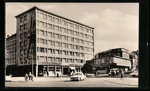 AK Karl-Marx-Stadt, Hochhaus mit Cafè Freundschaft